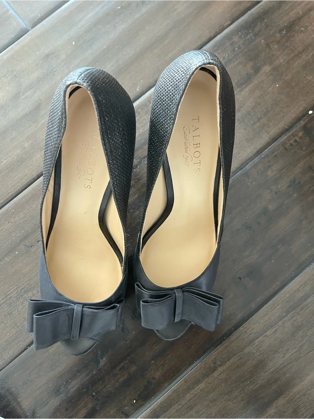 Like New Black Peep-Toe Bow tie Heels